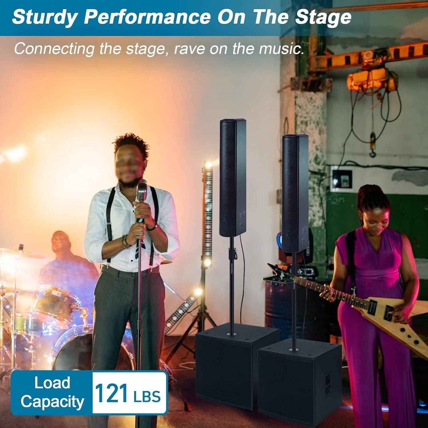 Sturdy 34-52 Inch Adjustable Speaker Poles with M20 & 35mm Compatibility