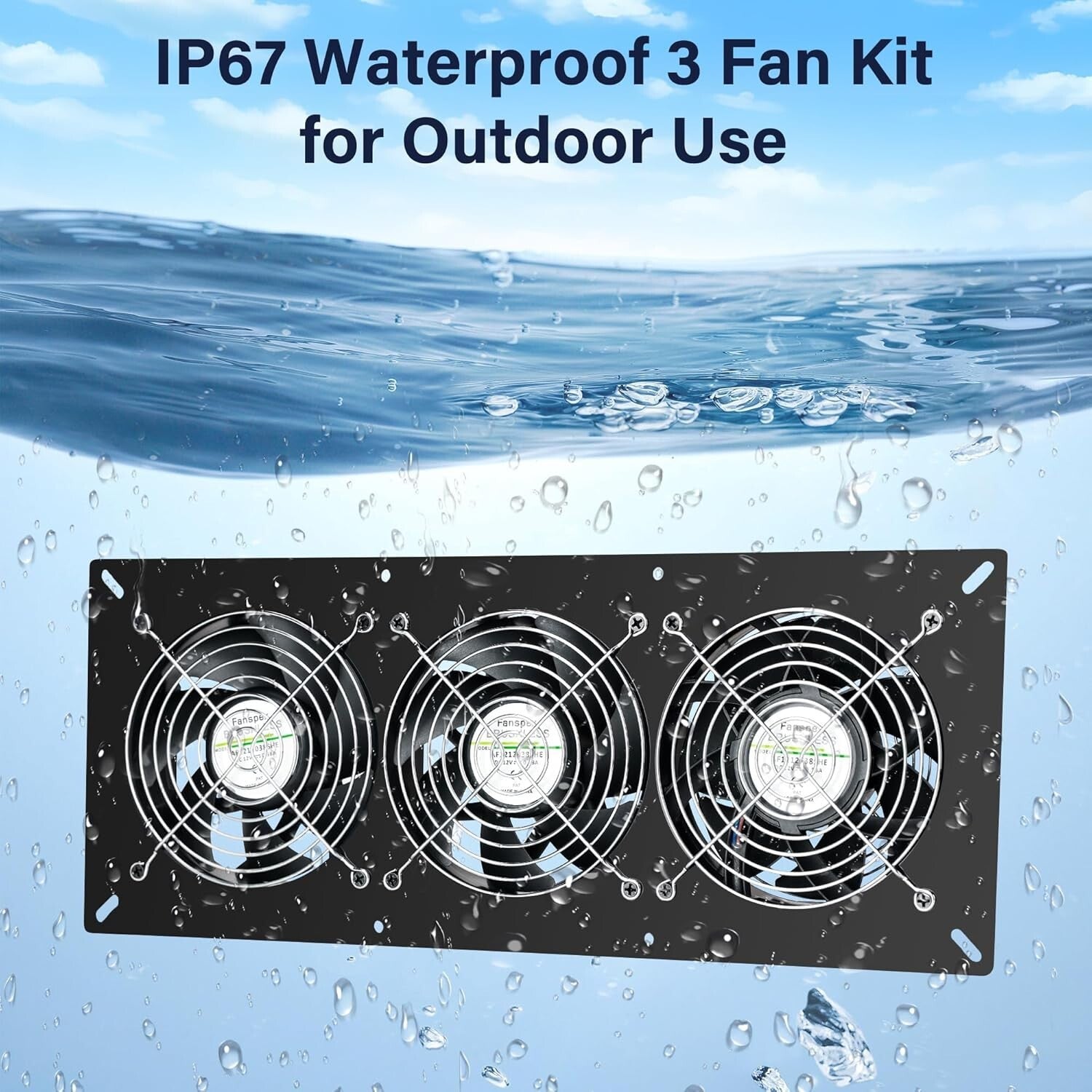 3500 RPM Solar Powered 3-Fan Kit with 25W Panel for Outdoor Air Circulation