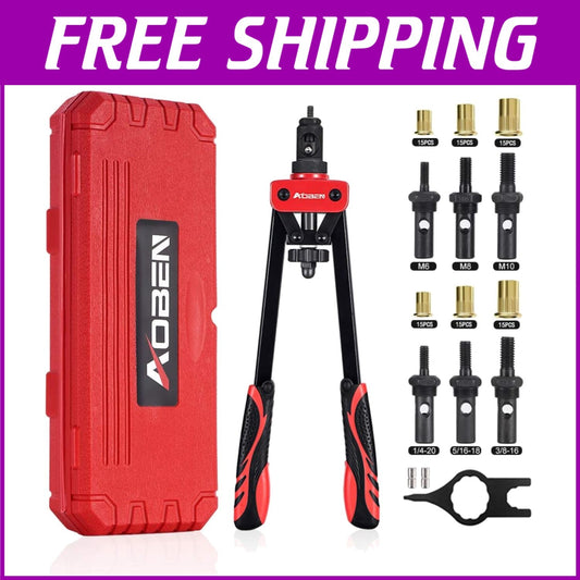 Heavy-Duty 14" Rivet Nut Tool - Quick Change, Durable Design & Full Accessories