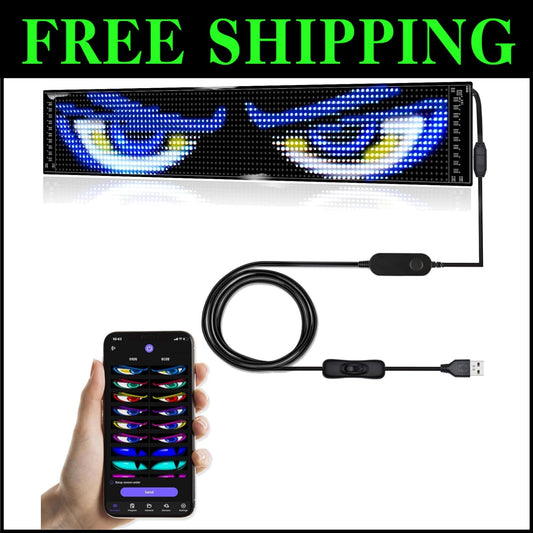 Vibrant Programmable LED Sign for Cars - DIY Text & Flexible Design, 14.7FT USB