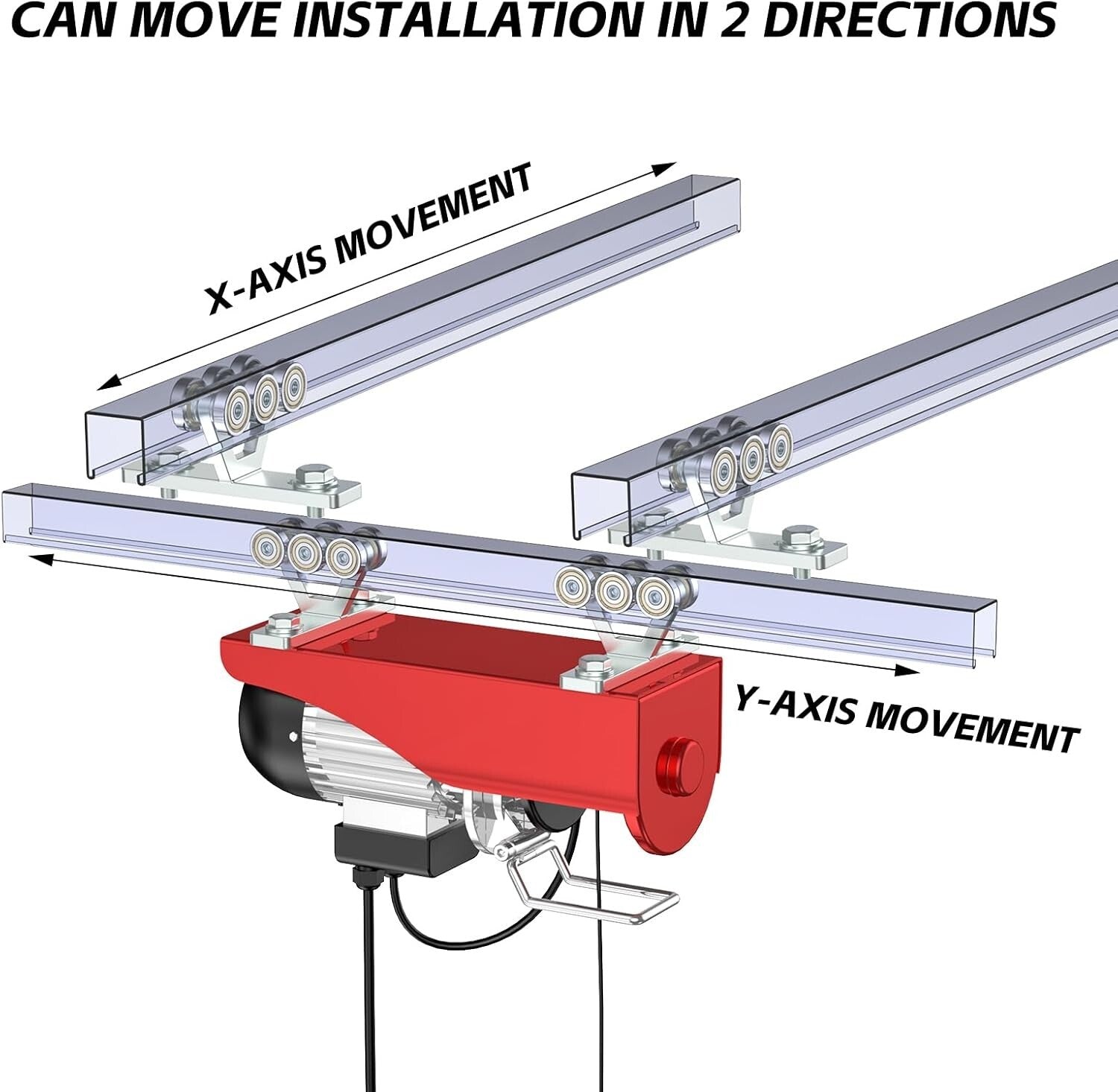 High-Strength Trolley for Electric Hoist Systems - Heat-Rolled Steel Pack of 4