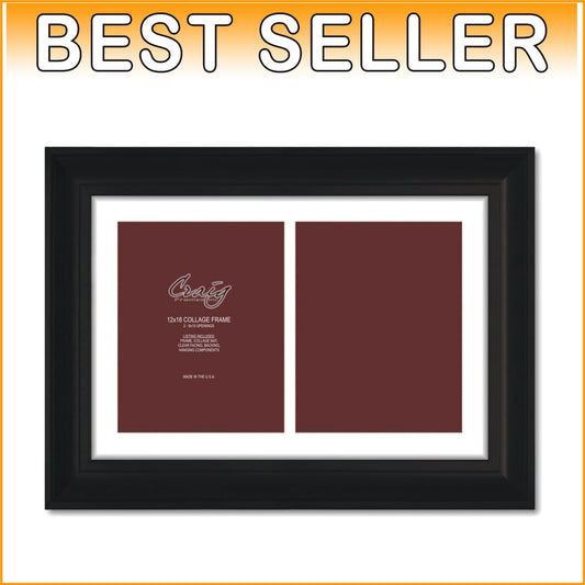 Elegant Black Wood 12x18 Photo Frame with 2-Opening Mat for Cherished Memories