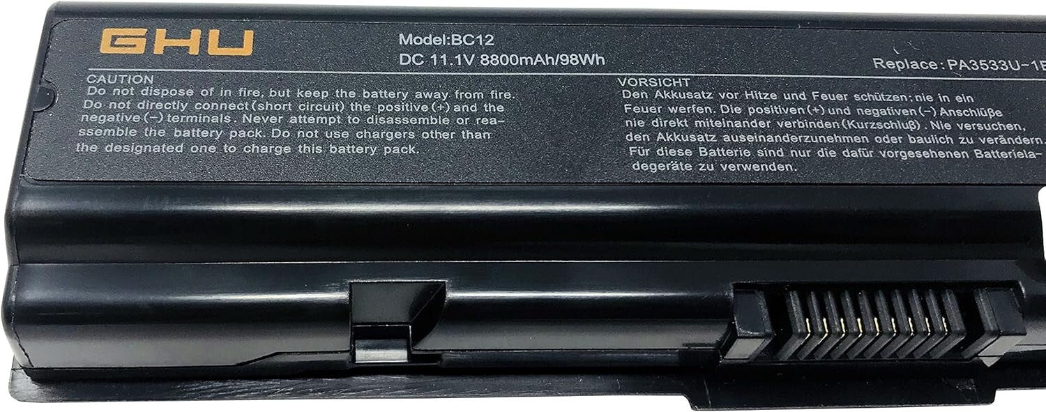 Fast-Charging 12-Cell Battery for Toshiba A200, A300, A500 Series - UL Approved!