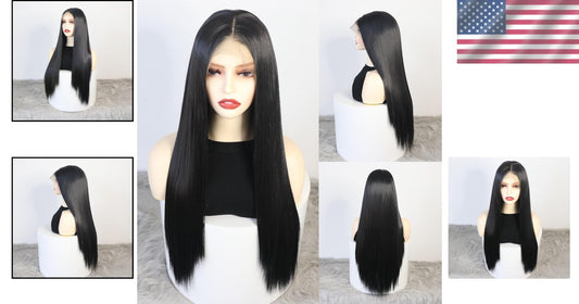 Adjustable 24-Inch Long Straight Synthetic Wig - Comfortable and Chic