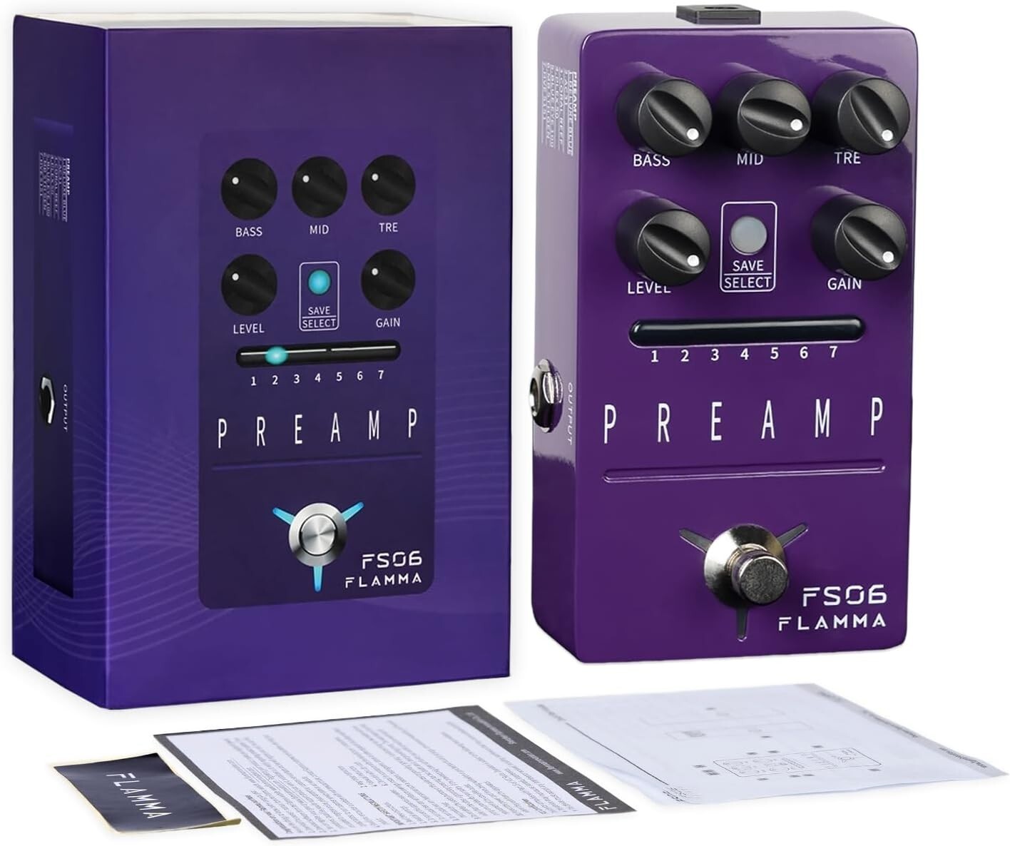 7 Preamp Guitar Effects Pedal - Built-in Cabinet Simulation & Lightweight Design
