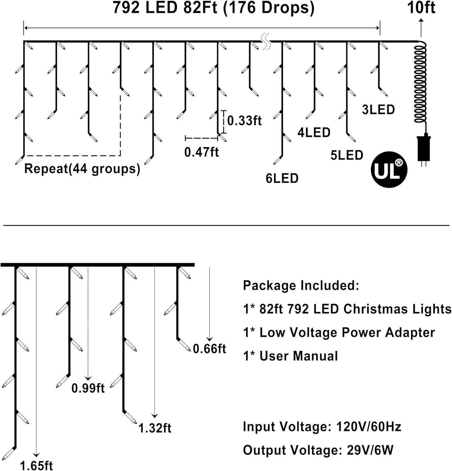 Festive 792 LED Outdoor String Lights - 8 Modes & Memory for Perfect Holidays