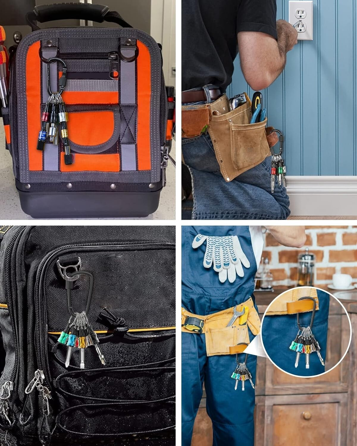 Portable 1/4 Inch Hex Bit Holder Set - Lightweight Aluminum with Carabiner