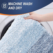 Load image into Gallery viewer, Fluffy High Pile Blue Bathroom Rug Set, Quick Dry &amp; Machine Washable - 3 Pieces