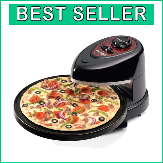 Versatile Black Rotating Oven with Nonstick Pan - Perfect for Pizzas & Snacks