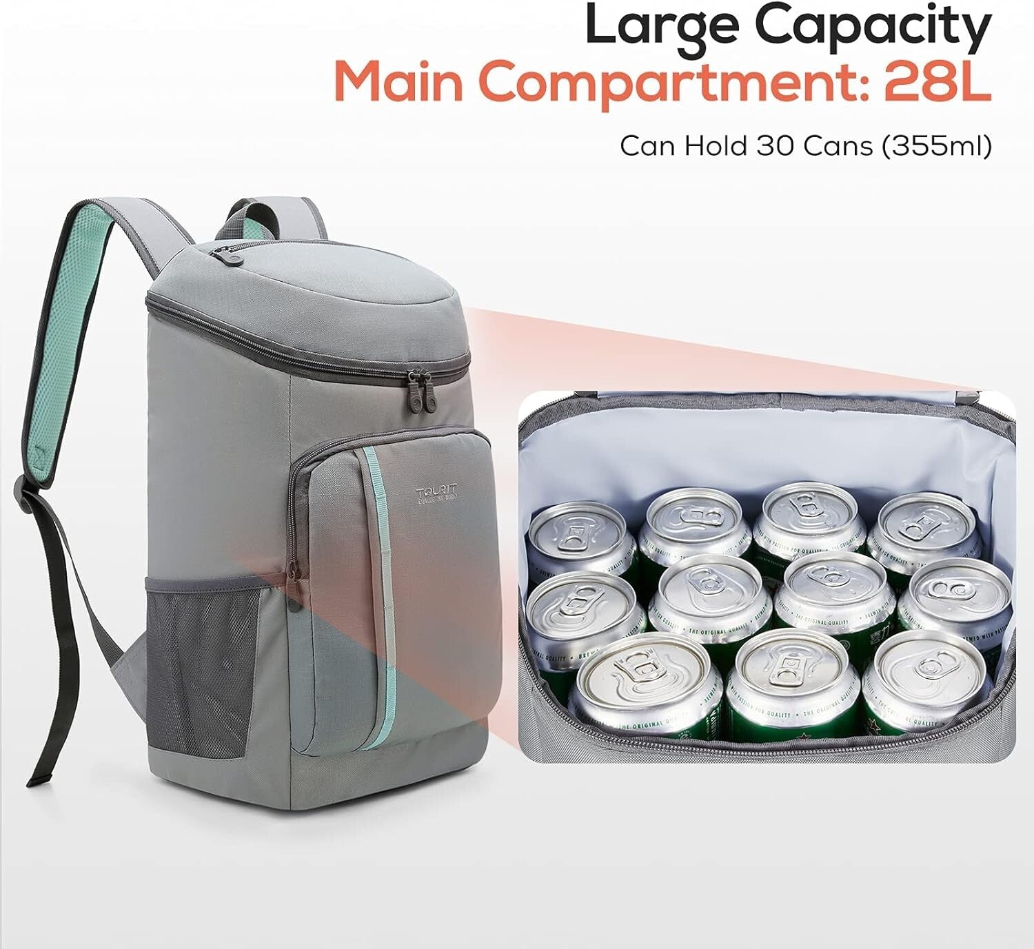 Durable Waterproof Insulated Cooler Backpack - 30 Can Capacity for Adventures