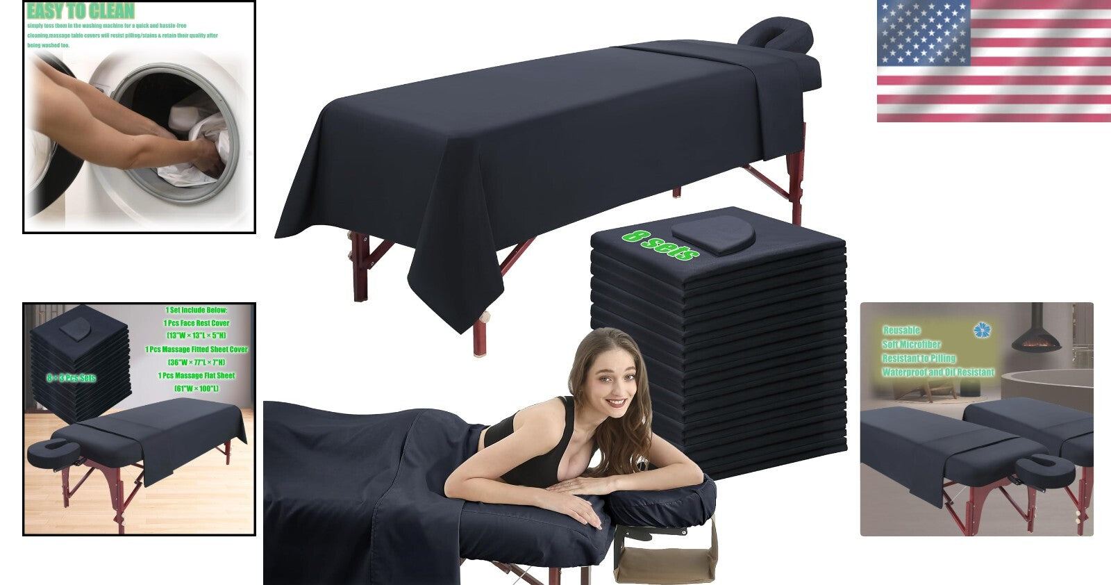 Versatile Waterproof Massage Table Sheet Set - 3 Pieces for Every Application