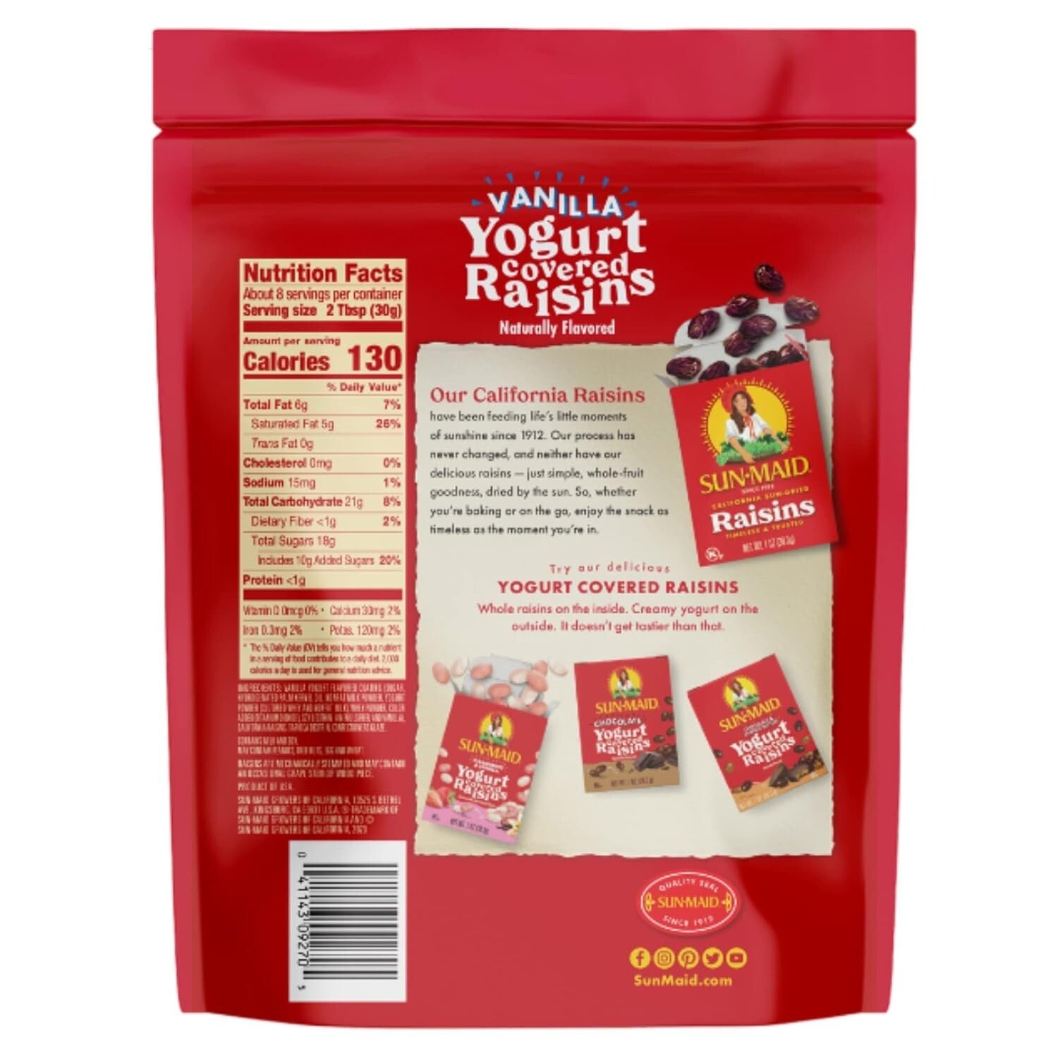 8 oz Resealable Vanilla Yogurt Raisins - Perfect Snack for Lunches and More