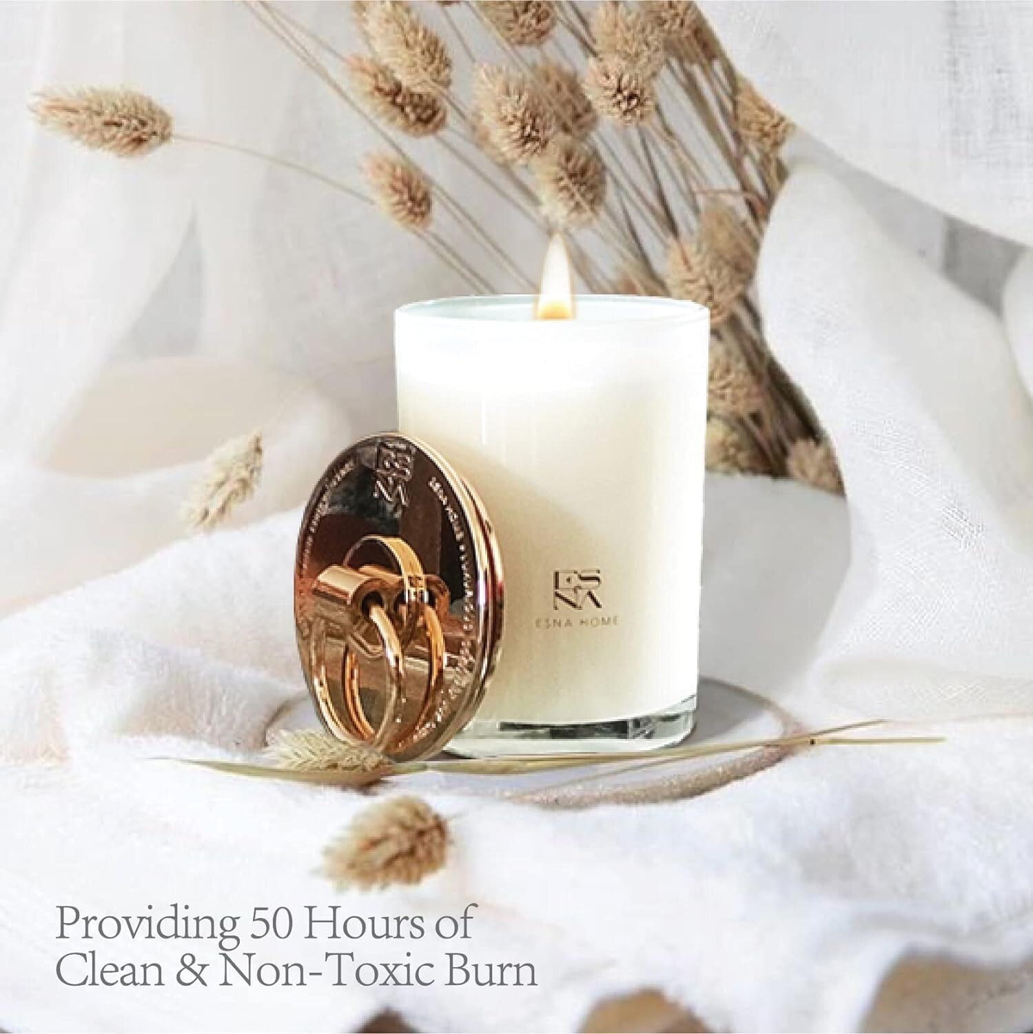 50+ Hour Lavender Scented Candle - Clean Burn Soy Wax for Mindful Relaxation