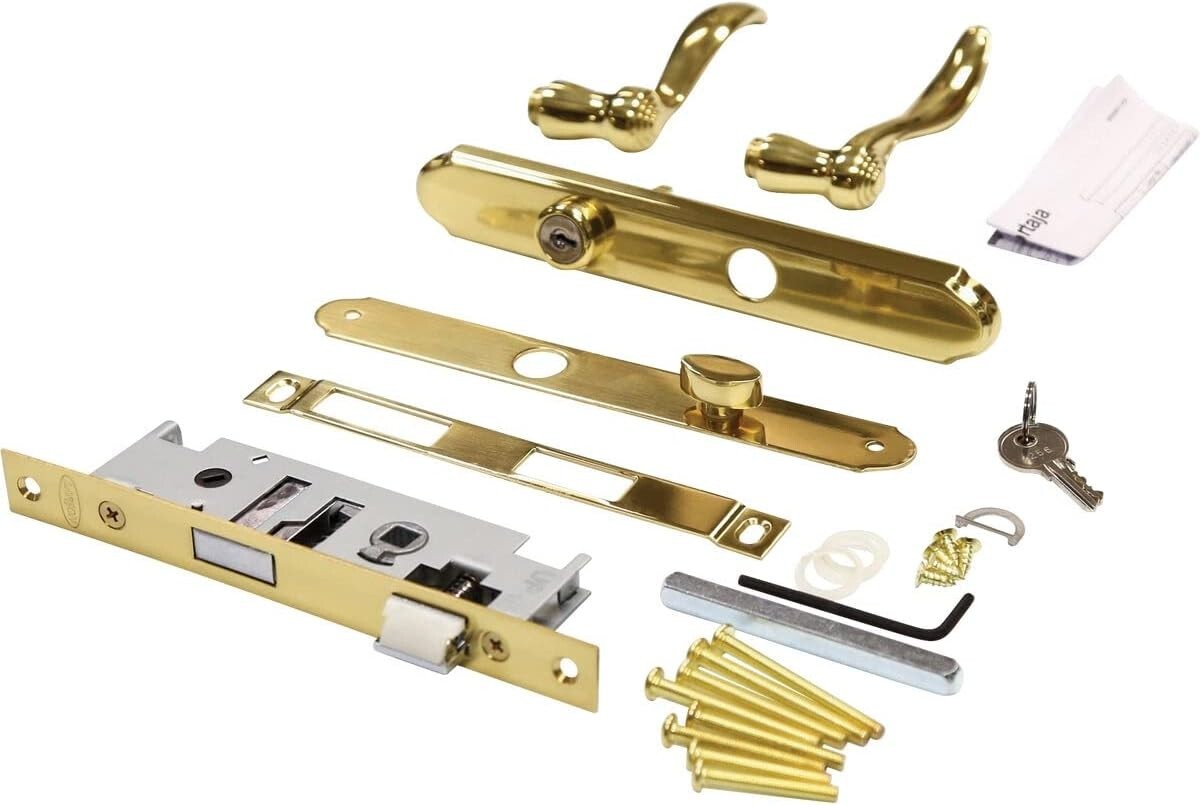 Certified Brass Storm Door Handle Set with Built-In Key Lock & Easy Install