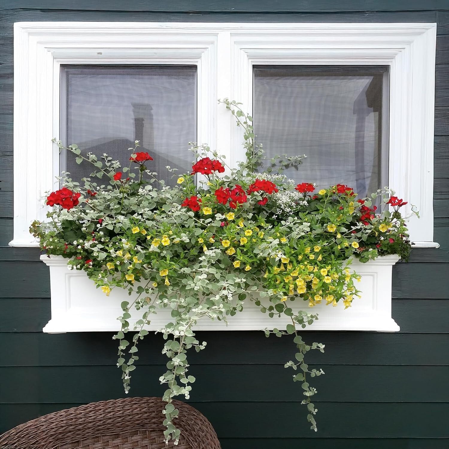 Versatile 4ft Self-Watering Planter Box - Matte White with Wall Mount Brackets