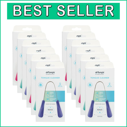12-Pack Stainless Steel Tongue Scraper with Comfort Grip - Fresh Breath Solution