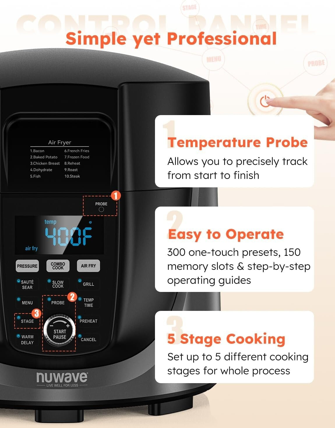 Multifunctional Electric Cooker: 450 Settings, 6qt Pressure & Air Fryer Combo