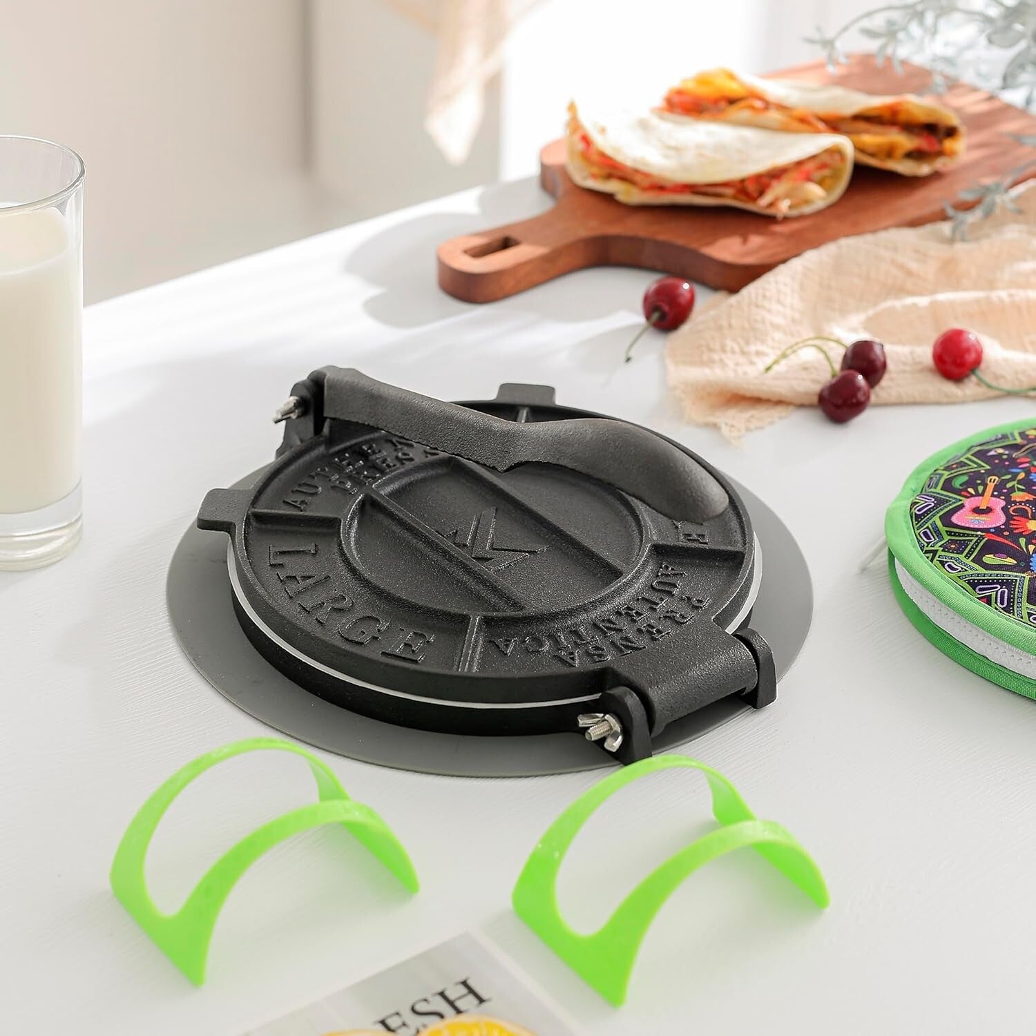Elegant 8-Inch Tortilla Press Gift Set with Warmer, Holders & Cooking Essentials