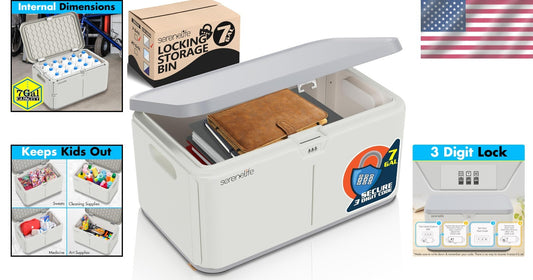 Modern 7-Gallon Lockable Storage Box with Combination Lock for Organized Living