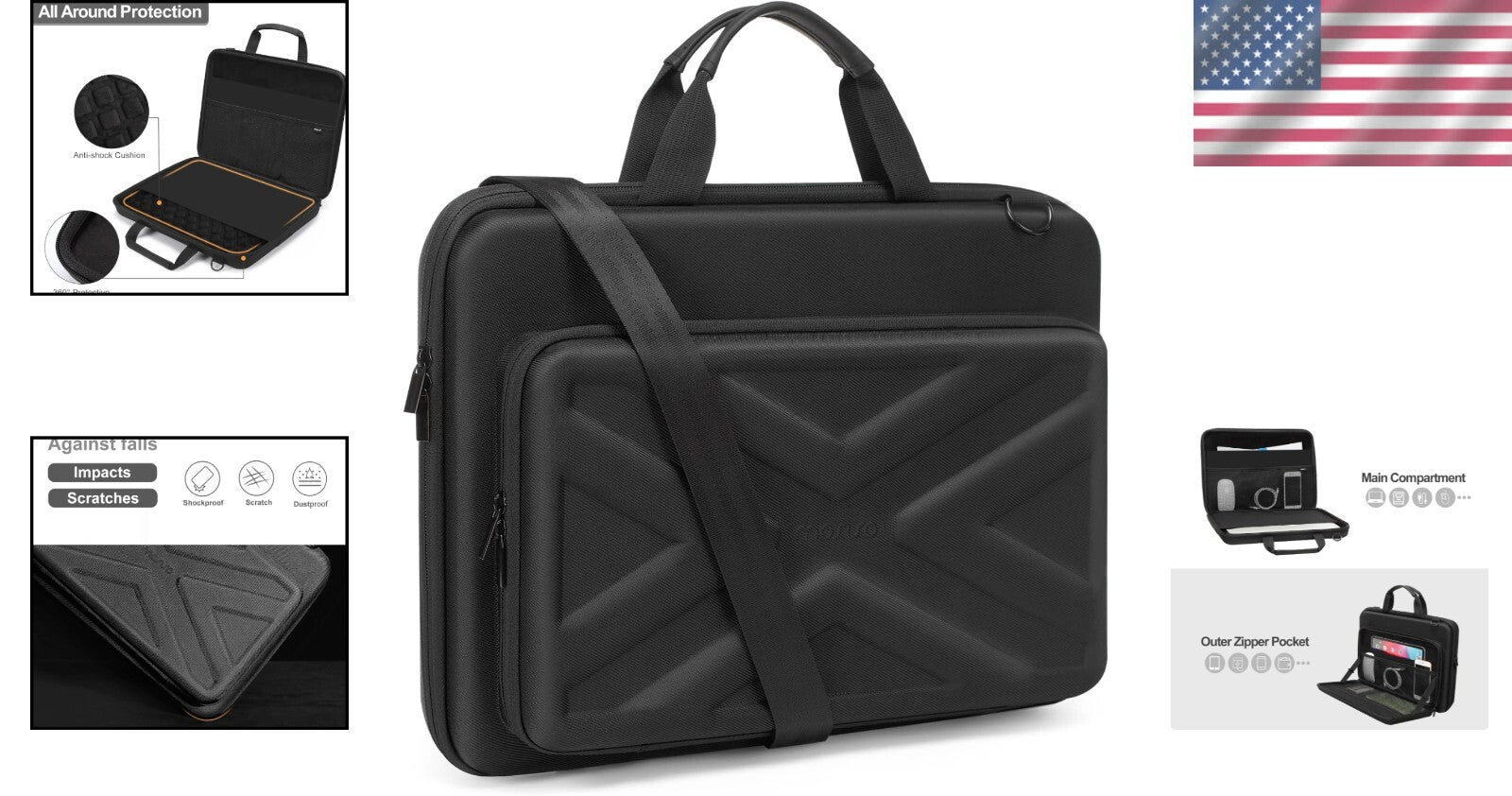 17.3 Inch Waterproof Laptop Bag with Adjustable Strap - Unisex Hardcase Solution