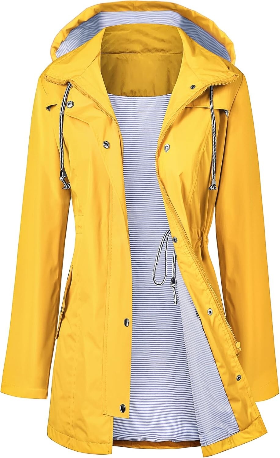 Elegant Women's Hooded Waterproof Raincoat - Lightweight Travel Jacket S-XXL