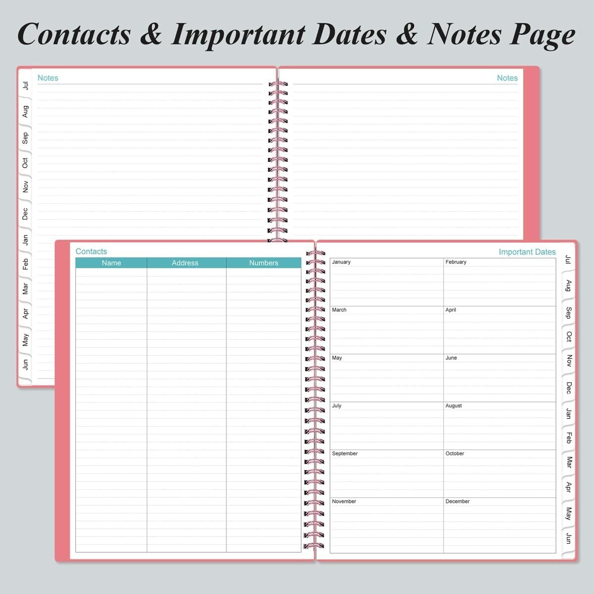 2025-2026 Stylish Daily & Monthly Planner - One Page Per Day, Pink 8.5”x11”