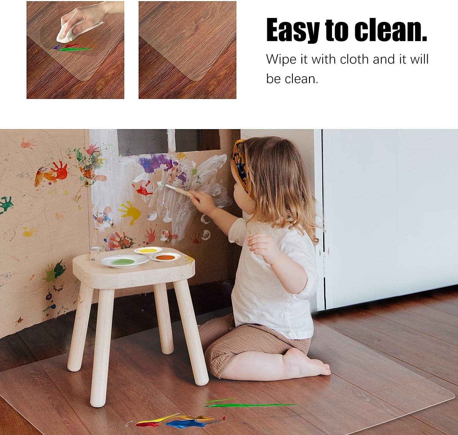 Transparent PVC Chair Mat for Hardwood Floors - 46 x 60 Inches Protection