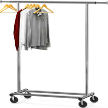 Load image into Gallery viewer, Extendable Chrome Garment Rack – 42 to 67 Inches, Perfect for Home &amp; Commercial