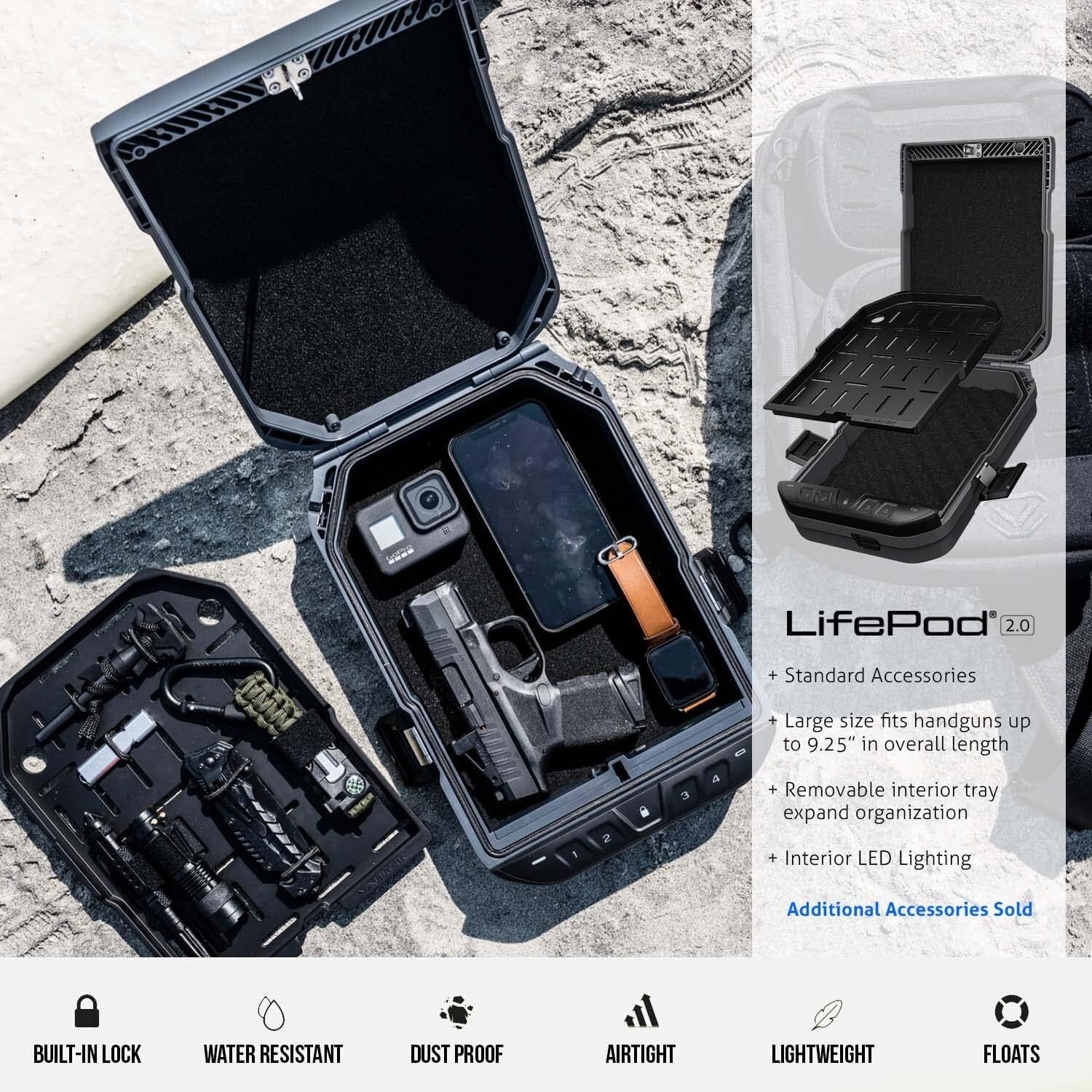 Full-Size LifePod 2.0 Travel Case - Lightweight & Weather Resistant Handgun Box