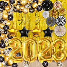 Load image into Gallery viewer, Reusable 2023 Graduation Balloon Arch Kit - Gold &amp; Black Decorations Pack of 115