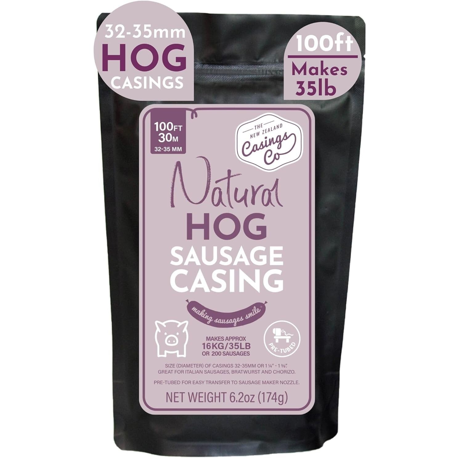 Pre-Tubed 32mm Natural Hog Casings - Ideal for Italian Sausage & Chorizo Making