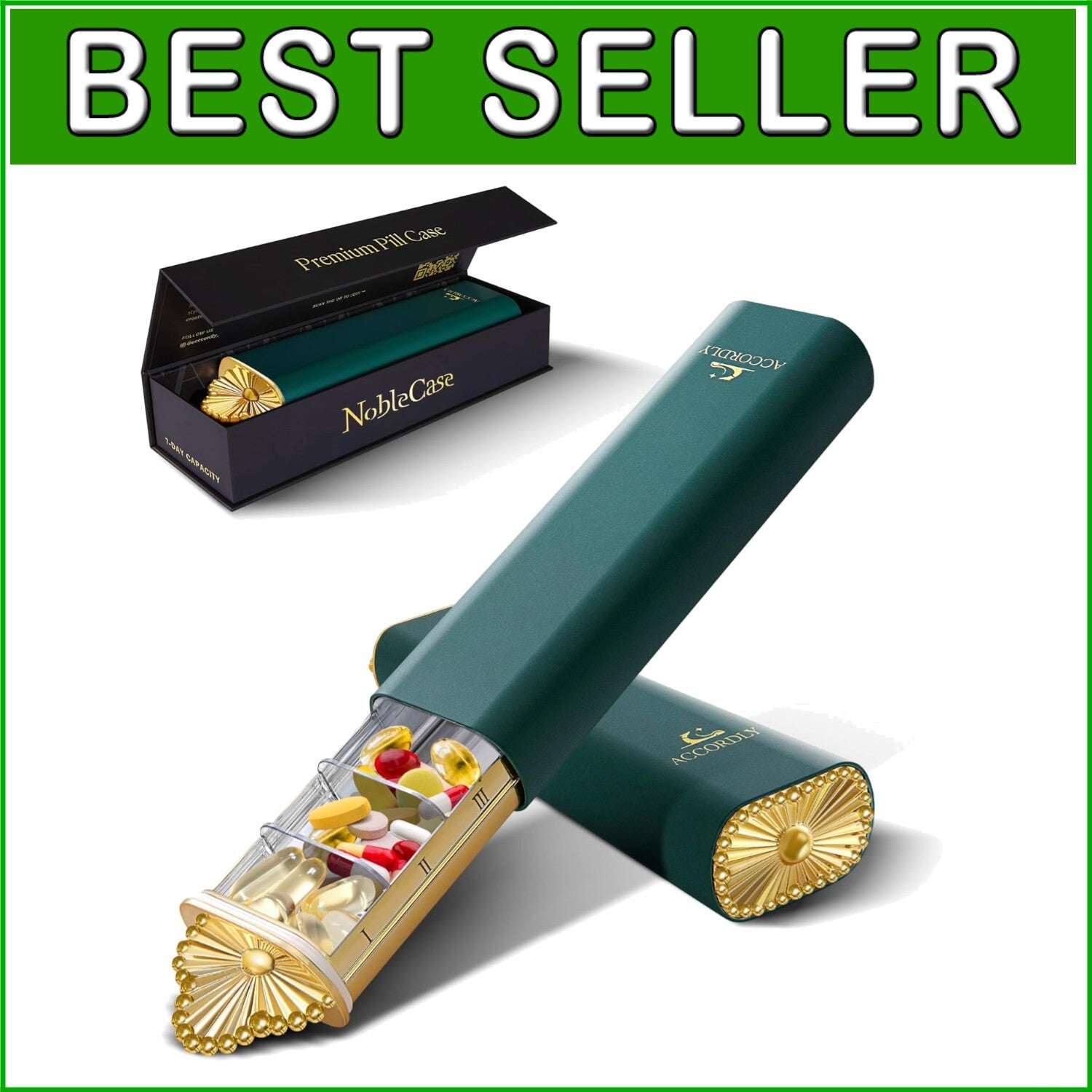 Luxurious Heavy-Duty Pill Organizer - Perfect for Vitamins, Medication & Travel