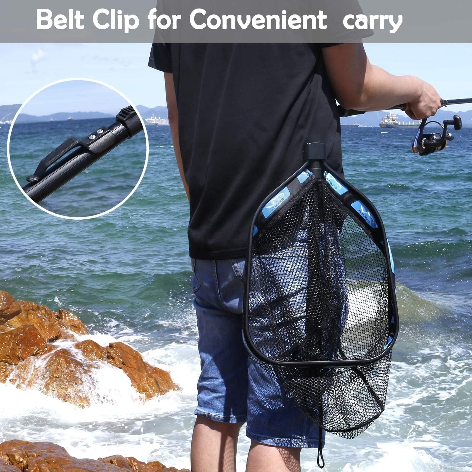 Large Floating Fishing Net - Rubber Coated, Compact & Foldable for Easy Use