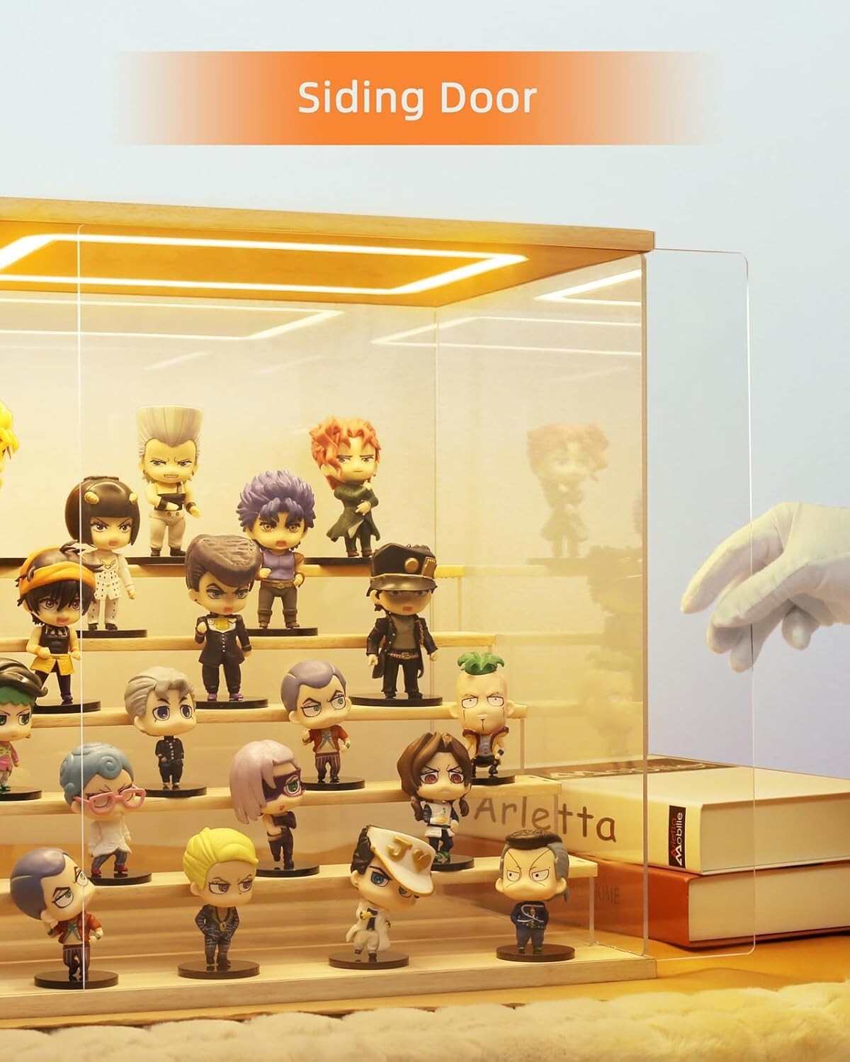 Dustproof 12.6 x 9.6 x 10.6 Acrylic Display Stand with 4 Tiers and Sliding Doors