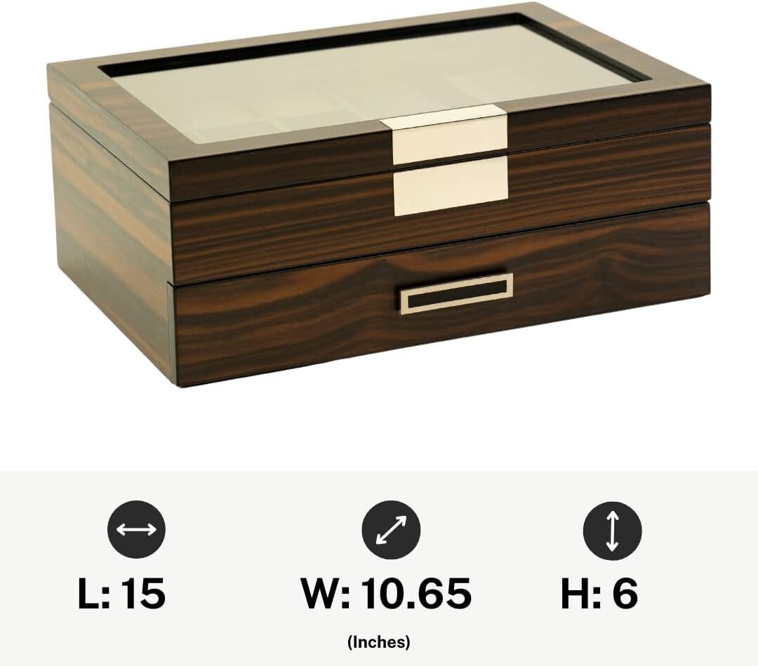 Premium Jewelry and Sunglasses Box with Magnetic Closure - 12 Compartment Design