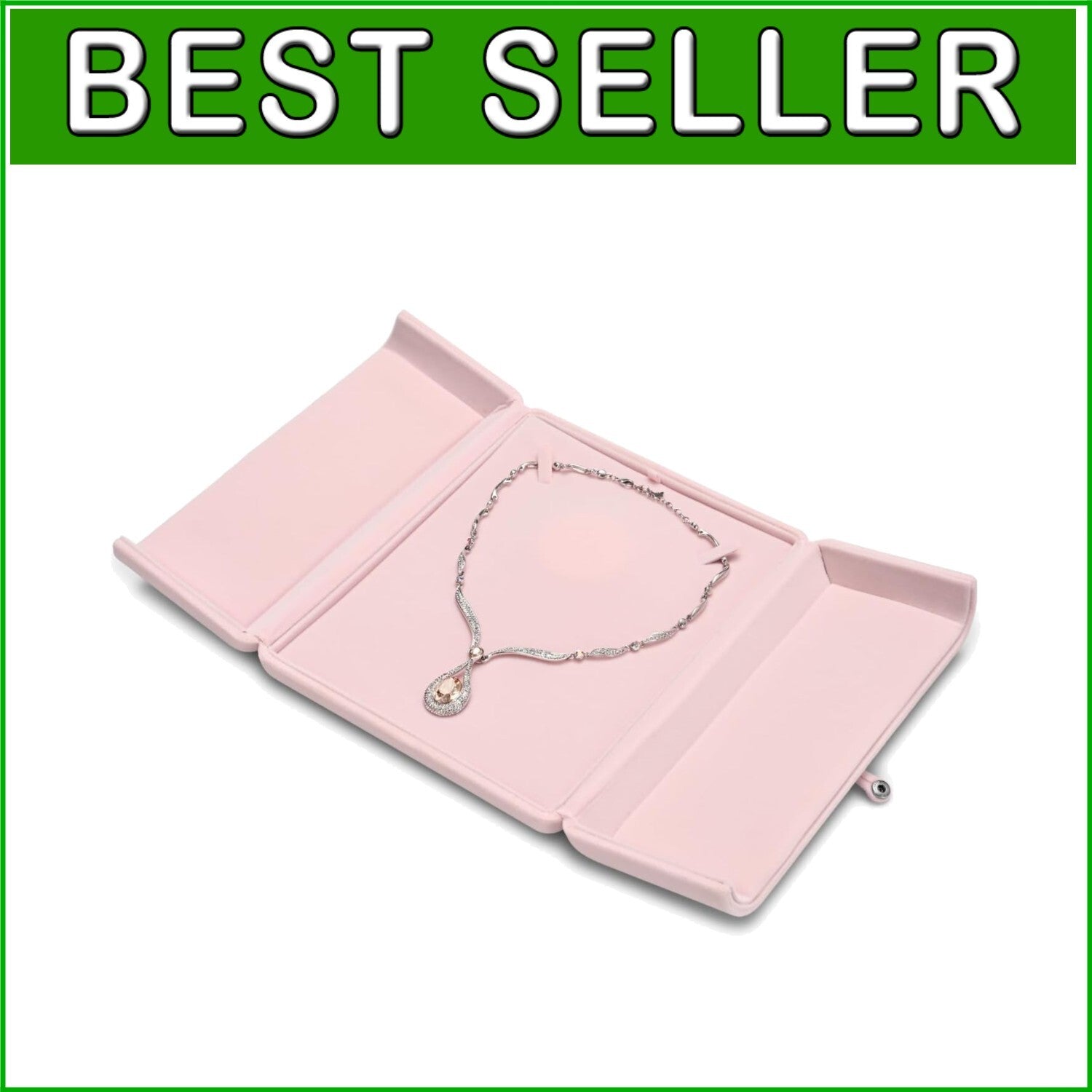 Elegant Pink Velvet Necklace Storage Box for Engagements and Special Occasions