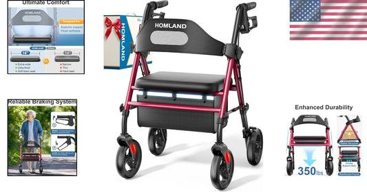 Adjustable Handle & Seat Foldable Walker for Seniors - Safety & Comfort Combined