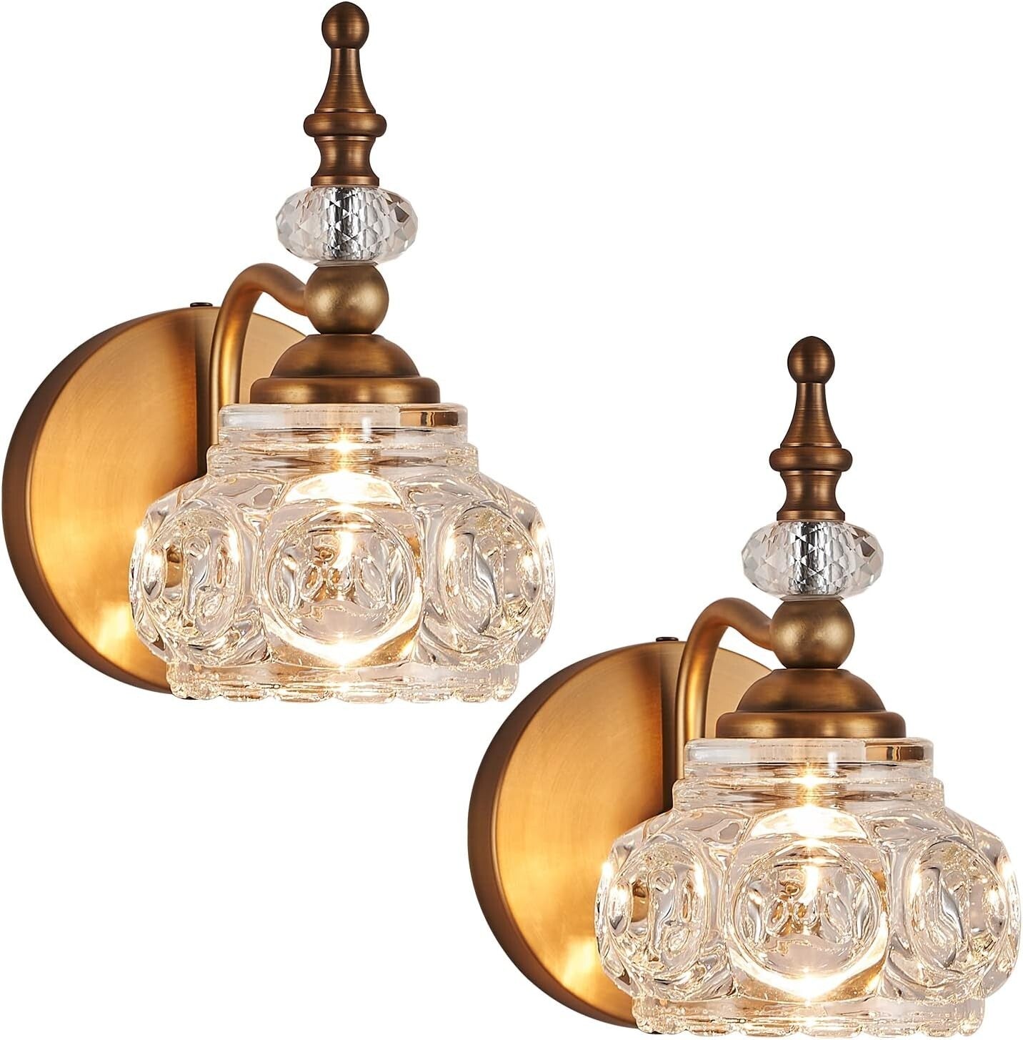 Elegant 2-Pack Brass Wall Sconces for Timeless Bathroom and Living Room Lighting
