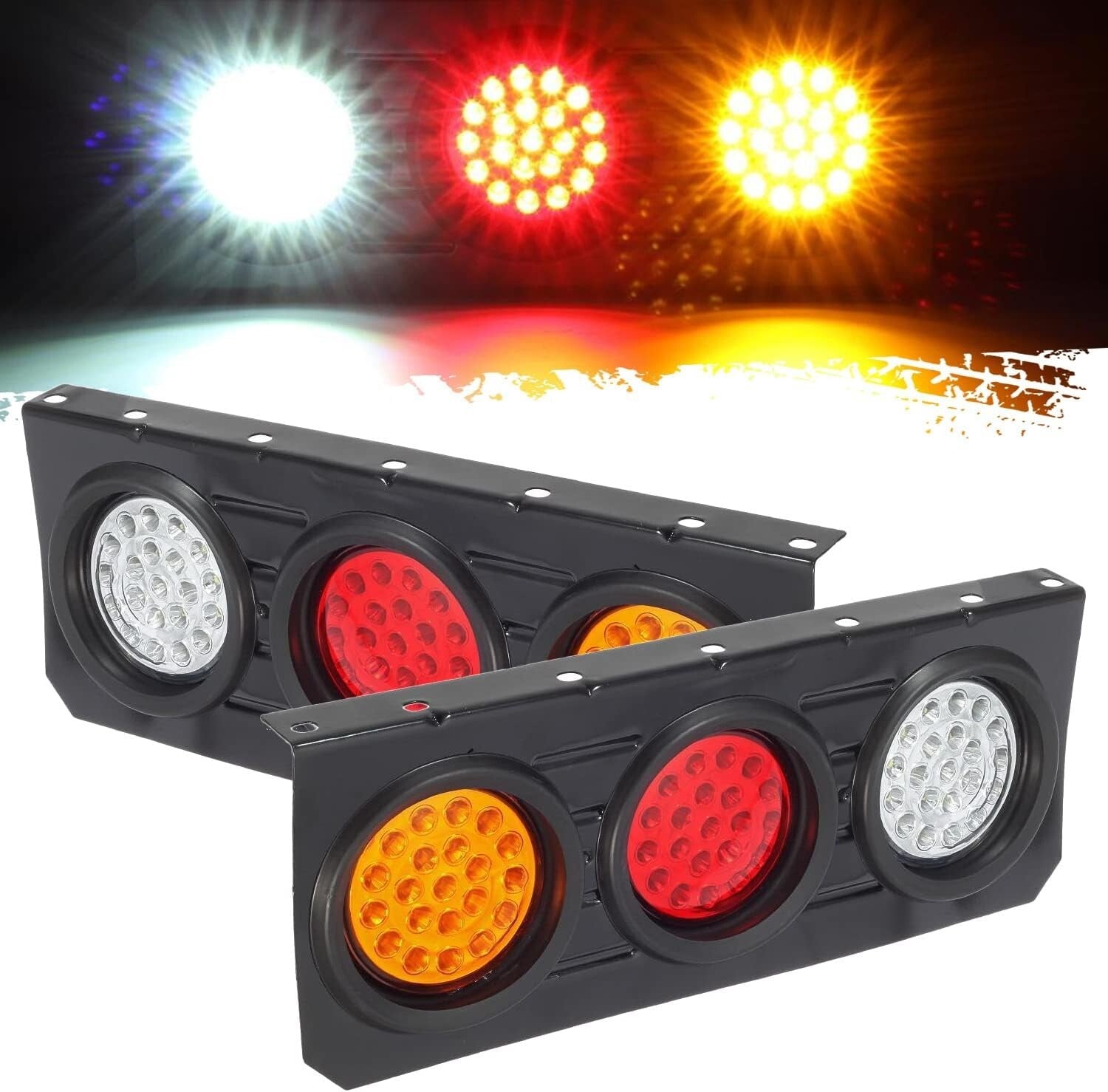 Durable 63 LED Trailer Tail Lights with Iron Bracket - Stop/Turn/Reverse Signals