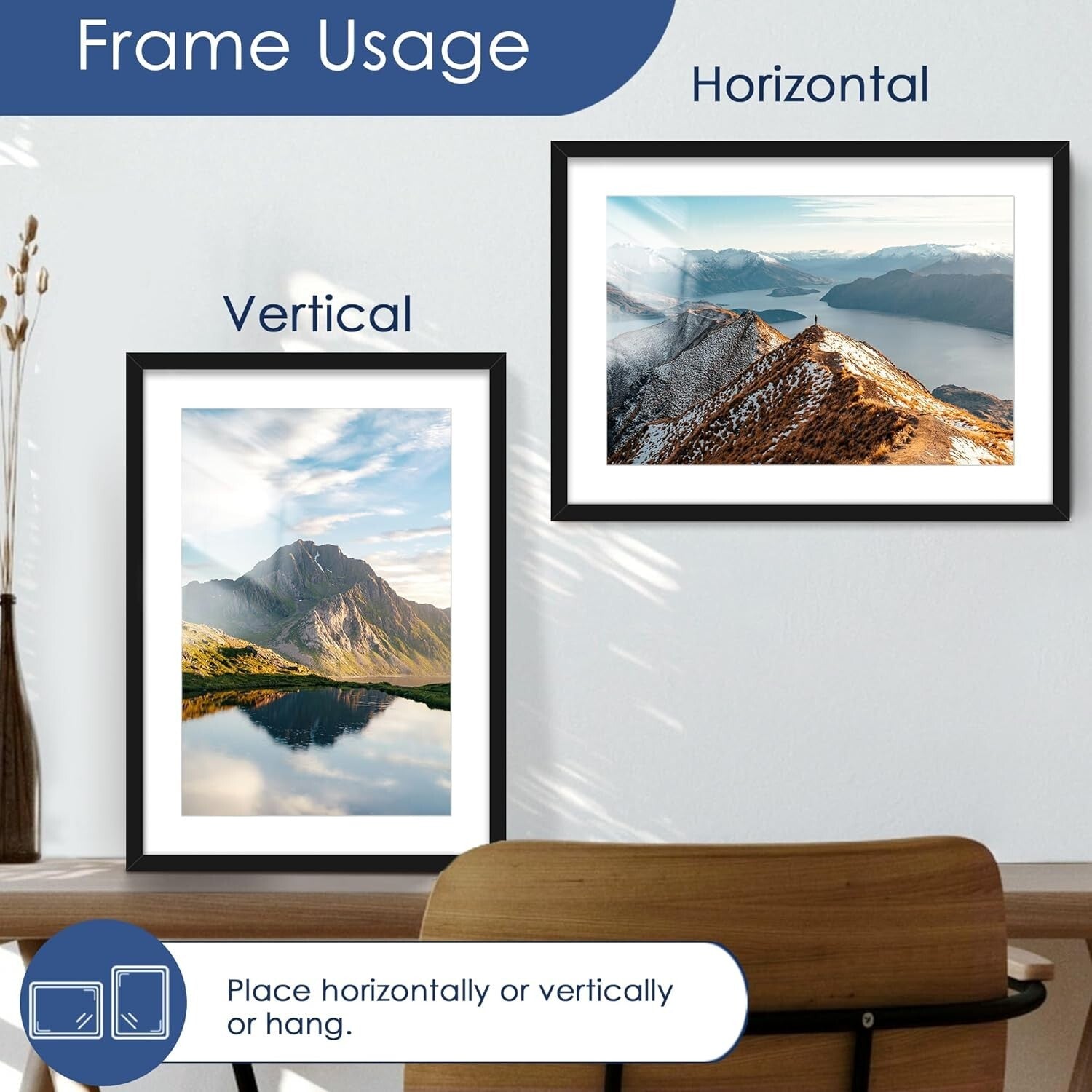 Elegant Black 20x28 Picture Frames – Snap-Open Design for Easy Art Swapping