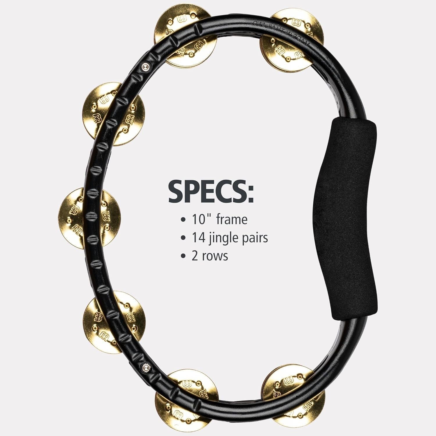 Durable Handheld Tambourine - Ergonomic Black Design with Double Row Jingles