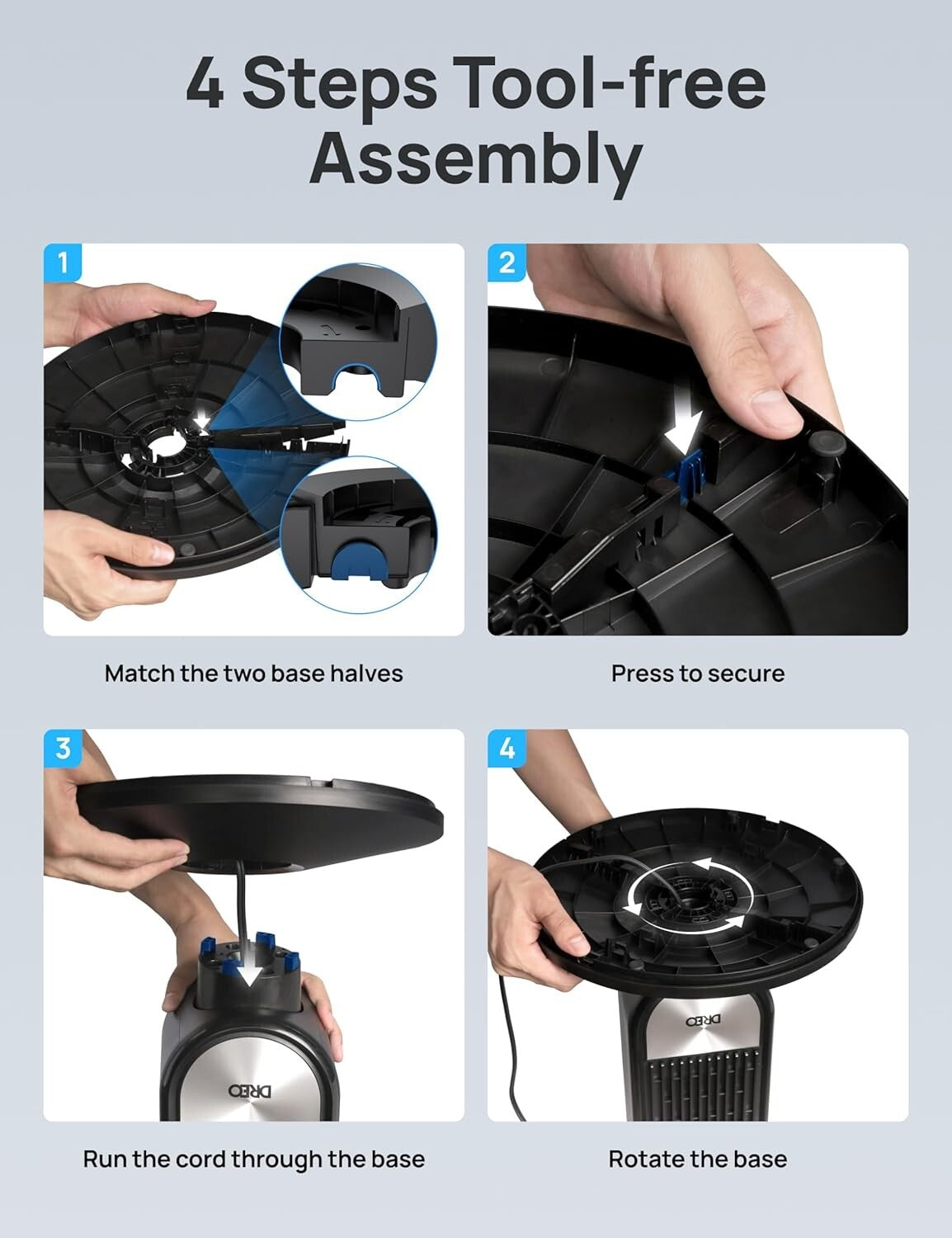 Elegant 90° Oscillating Tower Fan - Remote Control, 25 dB Silent Operation