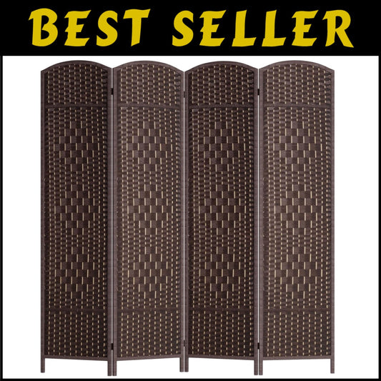Modern 70.9" Folding Room Divider - Solid Brown Indoor Partition Screen
