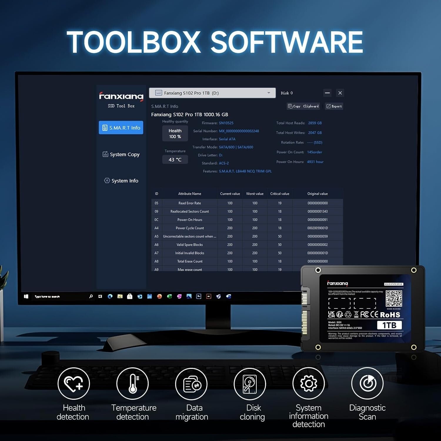 1TB Internal Solid State Drive - S101 SATA SSD, 550MB/s for Enhanced Computing