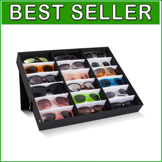 Fashionable 18-Slot Sunglass Holder with PU Leather & Protective Features