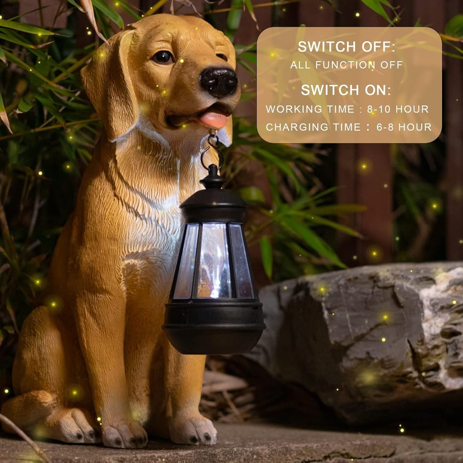 Delightful Solar Dog Outdoor Statue - Resin Garden Decor with Light Feature