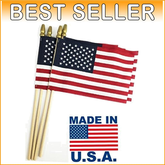 Patriotic Mini Stick Flags (Pack of 24) - Decorative 8" x 12" Outdoor Flags