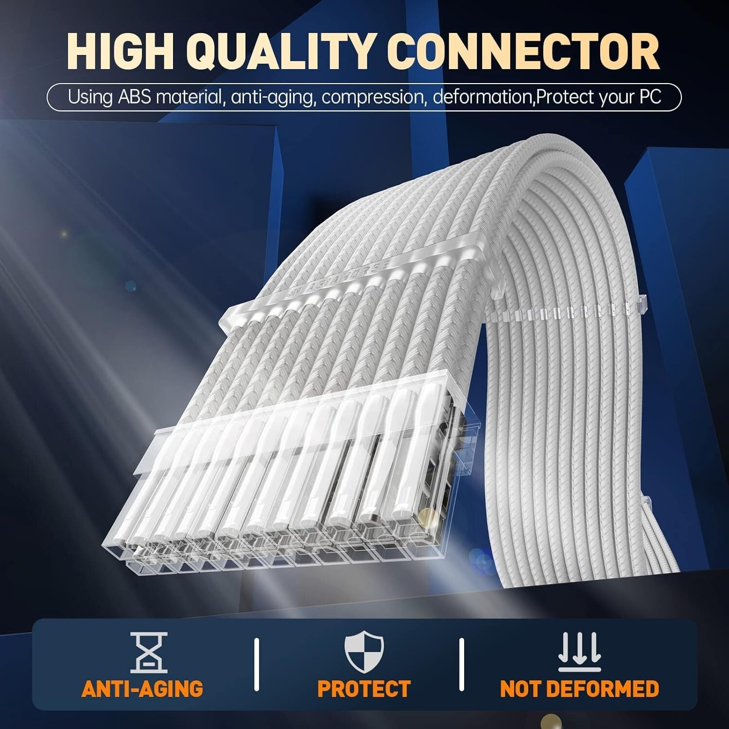 High-Current 30CM PSU Extension Cable Set with Elegant White Design and Combs
