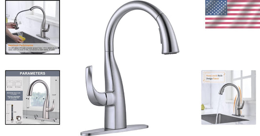 Elegant Brushed Nickel Kitchen Faucet with Pull-Down Sprayer – High Arc Design