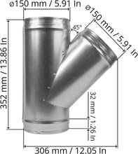 Load image into Gallery viewer, 6'' Duct Splitter Adapter - 45° Wye Connector for Efficient Ventilation